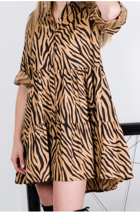 Sukienka koszulowa zebra mini